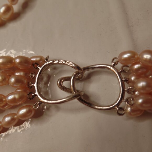 Honora Multi Strand (7) Soft Pink Peal Necklace 9.25 Sterling Stamped Apx 16" - Picture 8 of 9